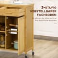 Miniatyrbillede 7 af 10: Køkkenvogn Serveringsvogn Med Skuffe, Skab, Åbne Hylder, Håndklædestativ, Bordplade, Bambus, Natur