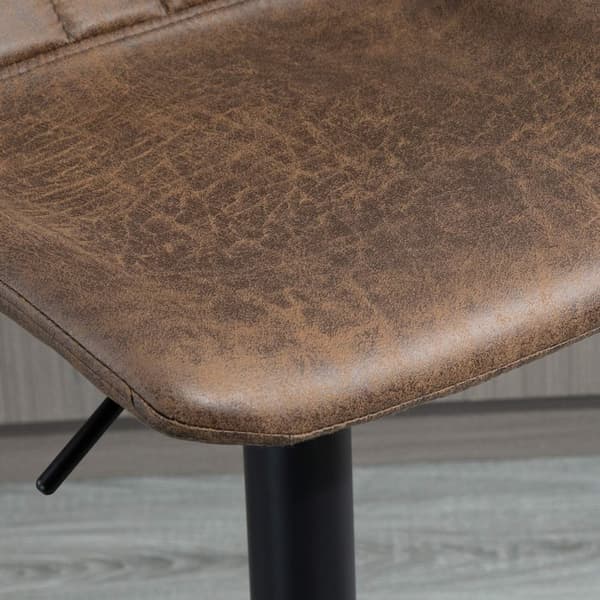 Sett Med 2 Barkrakker, Kjøkkenkrakker, Benkestoler, Høydejusterbar Med Fotstøtter, Svingstol, Brun, Polyester, 43 X 46,5 X 89-110 Cm