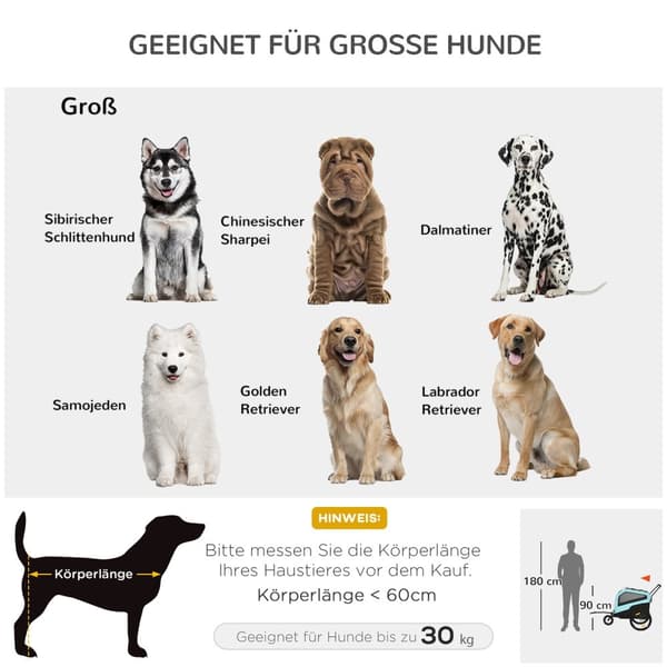 2-In-1 Koiran Peräkärry, Polkupyörän Peräkärry Koirille, Koiranrattaat Heijastimilla, Dog Buggy Max 30Kg, Oxford-Kangas, Sininen