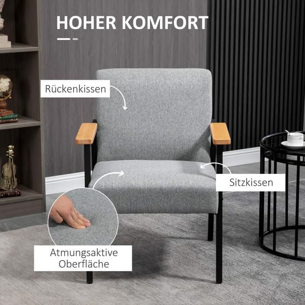 Spisestuestol I Linlook, Avslapningsstol, Vingestol, Lenestol, Grå, 64,5X70X83,5Cm