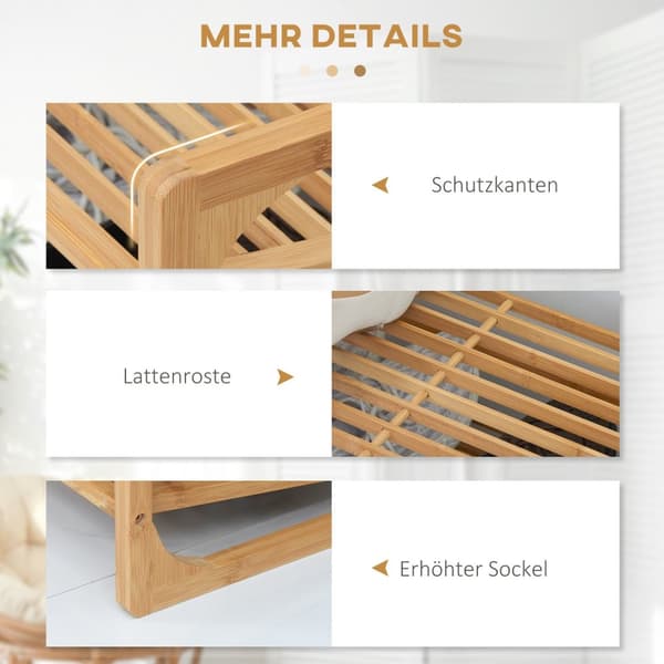 Skostativ Skostativ Skostativ Med 3 Nivåer Og Håndtak For Maks 9 Par Sko Skoorganisator Bambus 76 X 33 X 51 Cm Natur