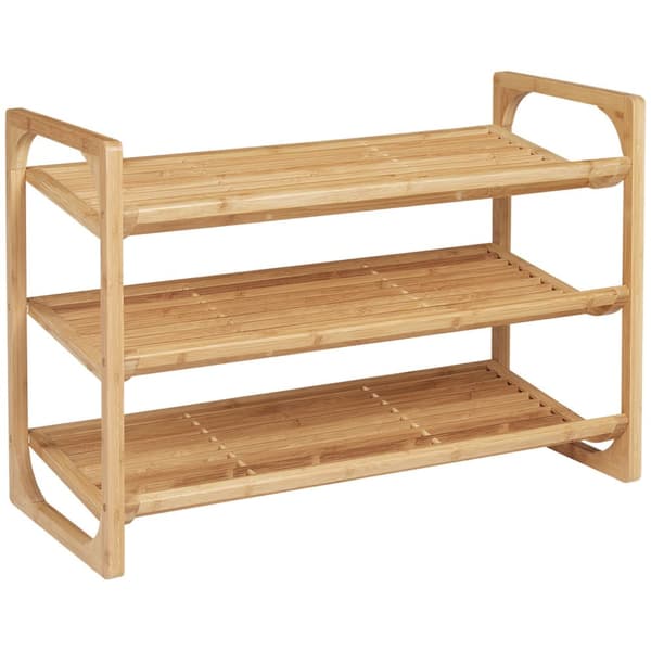 Skostativ Skostativ Skostativ Med 3 Niveauer Og Håndtag Til Max 9 Par Sko Skoorganisator Bambus 76 X 33 X 51 Cm Natur