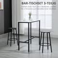 Miniatyrbilde 5 av 10: Barbord Med Barstolsett, 3-Delt Barbordsett, Spisebord Med 2 Barkrakker, Spisegruppe, Barbord, Kjøkkenbord, Stål, Hvit, Svart