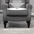 Miniatyrbillede 7 af 10: Single Chair Relax Chair Wing Chair Med Tufting, Træfødder, Polyester, Mørkegrå, 74X86X102Cm