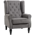 Miniatyrbillede 1 af 10: Single Chair Relax Chair Wing Chair Med Tufting, Træfødder, Polyester, Mørkegrå, 74X86X102Cm