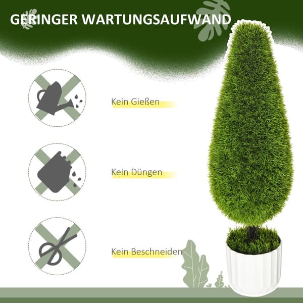 Kunstig Cypres Plantesæt På 2, 90 Cm Kunstig Plante, Kunstigt Træ I Potte, Stueplante Med Kunstig Mos Til Indendørs, Udendørs, Grøn