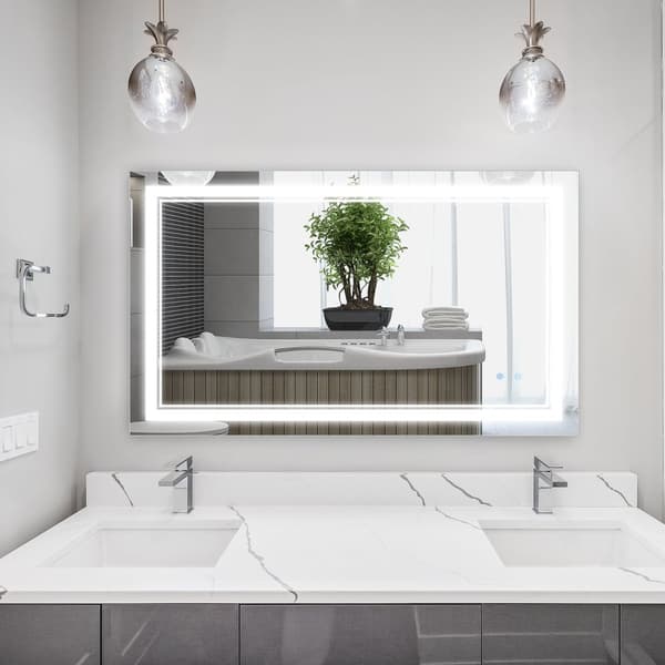 Badeværelsesspejl Badeværelsesspejl Med Led-Belysning, Touch-Afbryder, 3 Lysfarver, Ip44 Vandtæt, 100X60Cm
