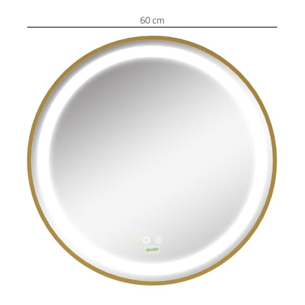 Veggspeil Dimbart Baderomsspeil Med Led-Lys, Minnefunksjon Og Tidsvisning, Ip44, Aluminiumslegering, 60X60Cm