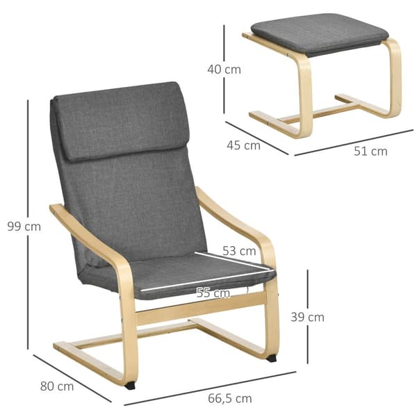 Rentoutustuoli Jakkaralla Siipituoli Jakkaralla, Käsinojalla, Pellavapäällinen, Harmaa