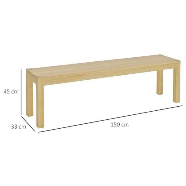 3-Paikkainen Puinen Penkki, Ruokapöytä Maalaistalon Tyyliin, Keittiön Penkki, Mänty, Kestää Jopa 330 Kg, Luonnollinen, 150 X 33 X 45 Cm