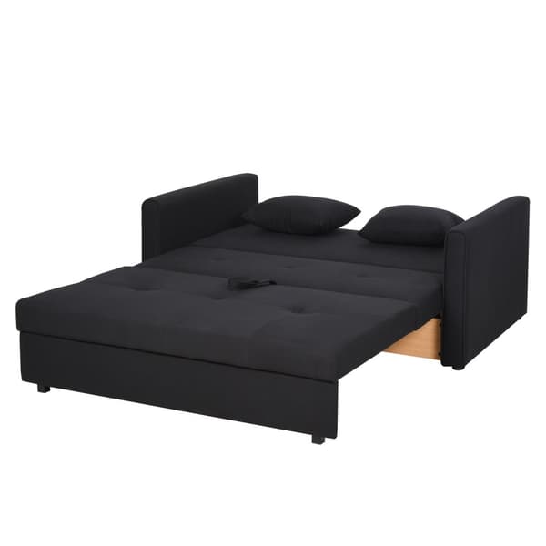 2-Personers Sovesofa Med Sengefunktion & Opbevaringsplads, Rygpude, Polybomuld, Træ, Koksgrå, 152X101X81Cm