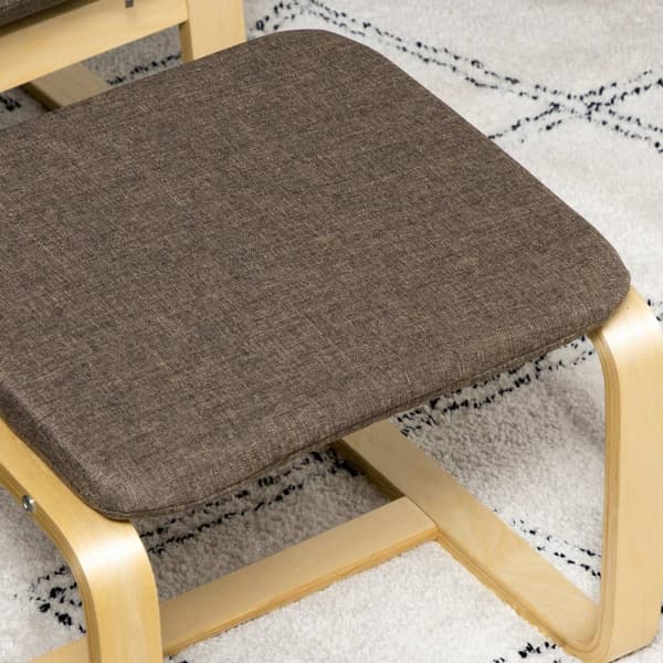 Avslapningsstol Med Fotskammel, Vingestol Med Krakk, Spisestuestol Med Lintrekk Til Stue, Brun 67 X 72 X 100 Cm