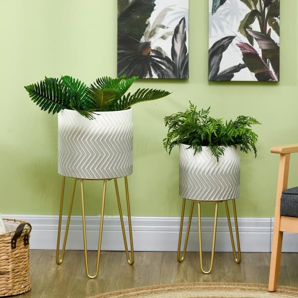 Blomsterpotter Sett Med 2 Plantestativ Planteramme Stue Balkong Metall