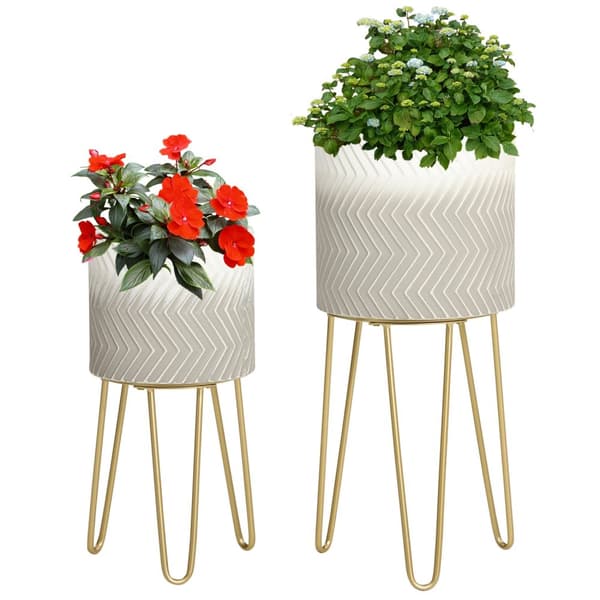 Blomsterpotter Sett Med 2 Plantestativ Planteramme Stue Balkong Metall