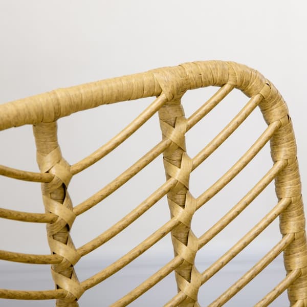 Spisestuestolesæt Af 2 Køkkenstole Med Ryglæn I Rattan Look, Stål, Gul, 44X58X85Cm Til Spisestue Og Stue