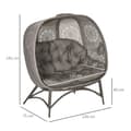 Miniatyrbilde 4 av 10: Hagestol 2-Seters Kurvstol Med Sammenleggbar Kurv Papasan Stol Med Pute Lounge Stol For Balkong Patio Stål Sand 126 X 75 X 142 Cm