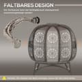 Miniatyrbilde 7 av 10: Hagestol 2-Seters Kurvstol Med Sammenleggbar Kurv Papasan Stol Med Pute Lounge Stol For Balkong Patio Stål Sand 126 X 75 X 142 Cm