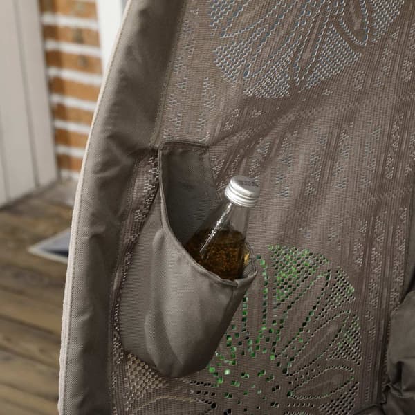Hagestol 2-Seters Kurvstol Med Sammenleggbar Kurv Papasan Stol Med Pute Lounge Stol For Balkong Patio Stål Sand 126 X 75 X 142 Cm