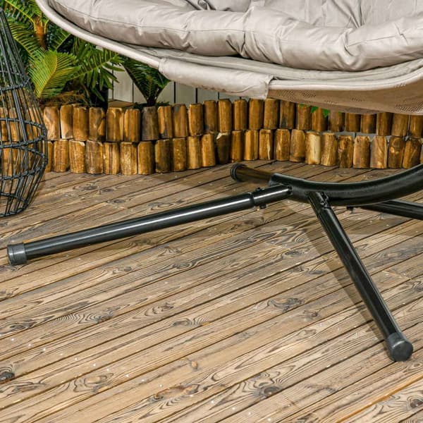 Hengestol, 2-Seters Hengestol Med Pute, Hengende Huske Med Sammenleggbar Setekurv, Lastekapasitet Opptil 240 Kg, Polyester + Stål, Sand