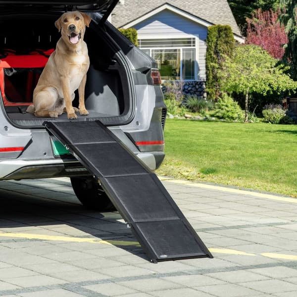 Kæledyrsrampe, Sammenklappelig Aluminiumshunderampe, Skridsikker, Til Biler, Lastbiler, Suv'Er, Op Til 40 Kg, Bagagerumsrampe