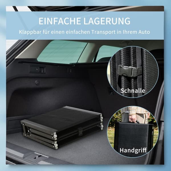 Kæledyrsrampe, Sammenklappelig Aluminiumshunderampe, Skridsikker, Til Biler, Lastbiler, Suv'Er, Op Til 40 Kg, Bagagerumsrampe