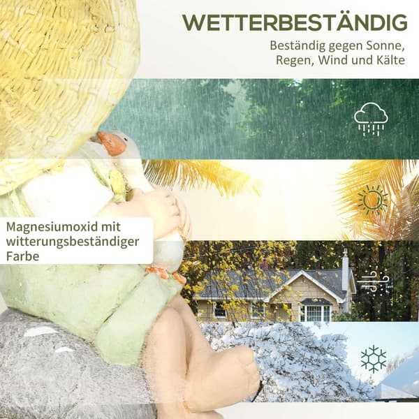 Liten Gutt Med Stråhatt 43 Cm Værbestandig Hagestatue Utendørs Ornament Hageinnredning Skulptur For Hjemmeinnredning