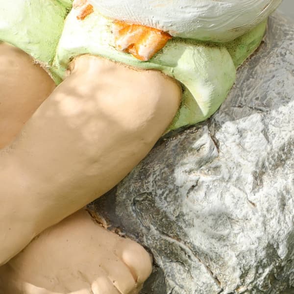 Liten Gutt Med Stråhatt 43 Cm Værbestandig Hagestatue Utendørs Ornament Hageinnredning Skulptur For Hjemmeinnredning