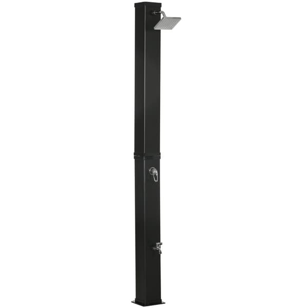 Solbruser 40L, Udendørs Bruser, Poolbruser Med Fodbruser Og Regnbruser, Vandtemperatur Op Til 60°C, Inklusive Monteringsmateriale, Sort