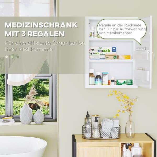 Apothekerskab Vægmonteret Låsbar 2 Nøgler Stål Hvid 40X15X53,5Cm