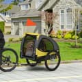 Miniatyrbild 2 av 10: Hundsläp, Hopfällbar Cykelvagn Med Nätfönster, Reflexer, Flagga, Snabbkoppling, Oxfordduk, Stål, Gul, 140 X 71 X 83 Cm
