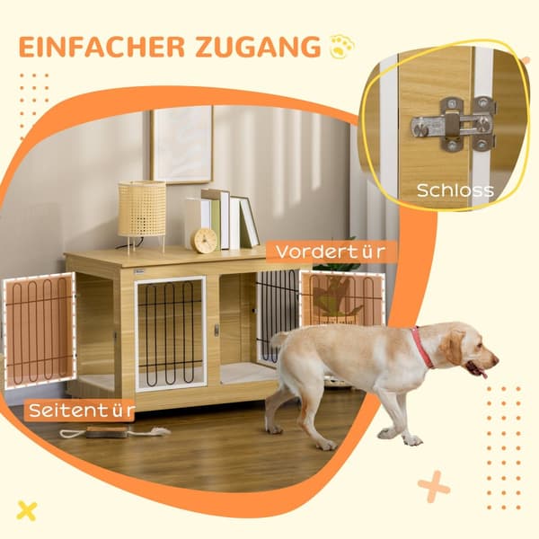Dog Kennel Pöytäkoiran Häkki Koiran Talon Tyyny Double Doors Oak