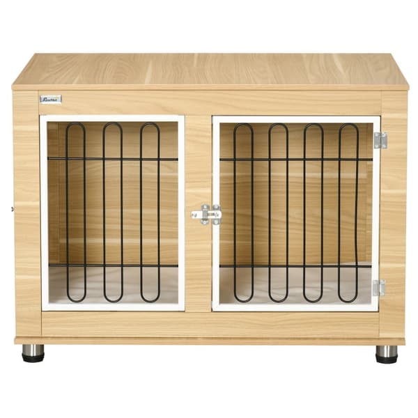 Dog Kennel Pöytäkoiran Häkki Koiran Talon Tyyny Double Doors Oak