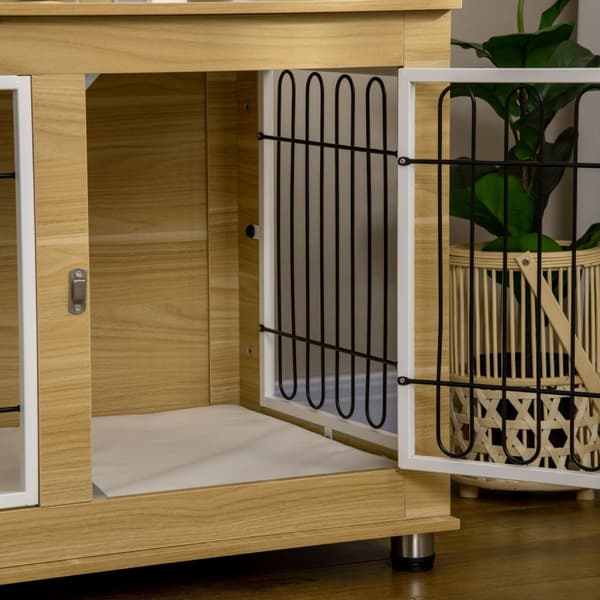 Dog Kennel Pöytäkoiran Häkki Koiran Talon Tyyny Double Doors Oak