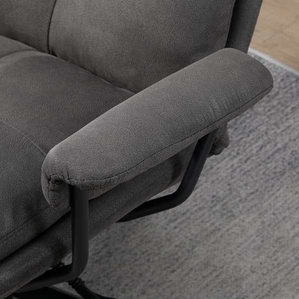 Avslapningsstol Med Krakk, Tv-Stol Med Dreibar Sokkel, Tv-Stol Med Liggefunksjon, Bæreevne Opptil 150 Kg, Polyester, Stål, Mørkegrå