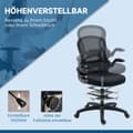 Miniatyrbillede 5 af 10: Kontorstol Ergonomisk Arbejdsstol Med Justerbar Fodring, 110-130 Cm Højdejusterbar, Hjul, Lændestøtte, Sort