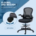 Miniatyrbillede 9 af 10: Kontorstol Ergonomisk Arbejdsstol Med Justerbar Fodring, 110-130 Cm Højdejusterbar, Hjul, Lændestøtte, Sort