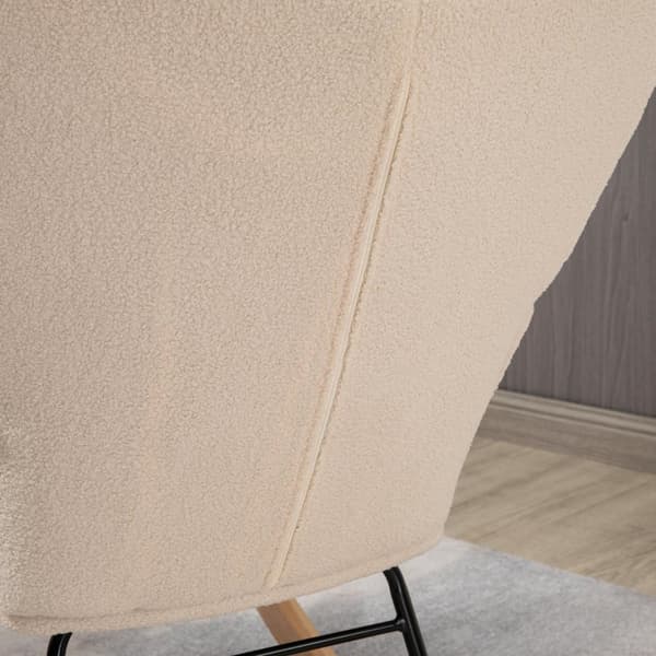 Gyngestol, Accentstol, Afslapningsstol Med Berberfleece, Til Soveværelse, Op Til 120 Kg, Beige, 71X92X101 Cm