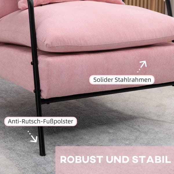 Siipituoli Jakkaralla Ja Kallistettavalla Selkänojalla, Lepotuoli, Tv-Tuoli, Pehmustettu Tuoli, Pinkki, 68X91,5X88Cm