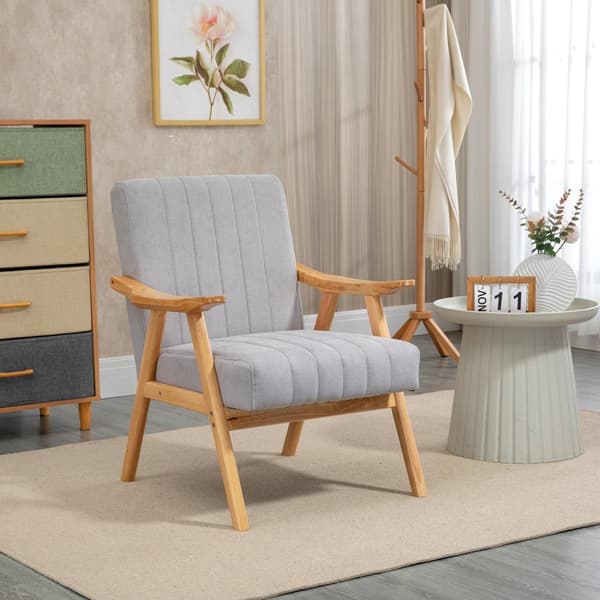 Vingestol, Polstret Stol Med Armlener, Lenestol I Fløyelslook, Avslapningsstol Med Scandi-Design, Lenestol, Gummitreben, Lys Grå