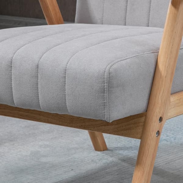 Vingestol, Polstret Stol Med Armlener, Lenestol I Fløyelslook, Avslapningsstol Med Scandi-Design, Lenestol, Gummitreben, Lys Grå