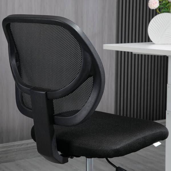 Kontorstol Ergonomisk Drejestol Med Justerbar Fodring, Højdejusterbar 93-113Cm, Hjul, Sort