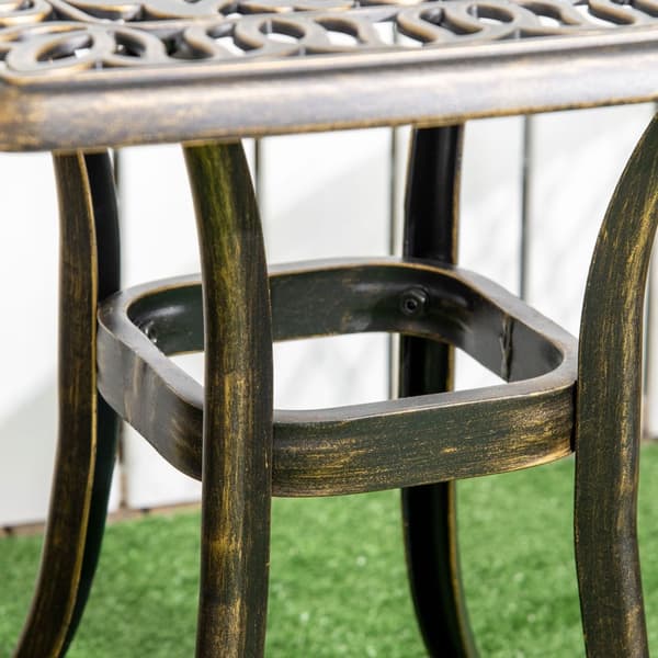 Sidebord, Terrassebord, Paraplyhul, Aluminiumsstel, Bronze, 54 X 54 X 52,5 Cm
