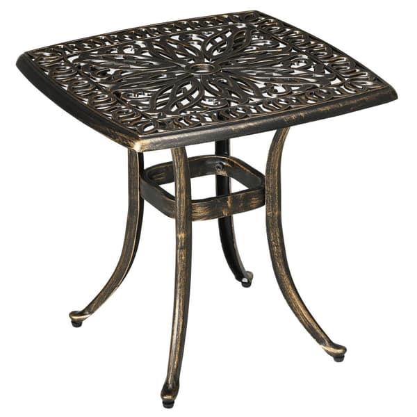 Sidebord, Terrassebord, Paraplyhul, Aluminiumsstel, Bronze, 54 X 54 X 52,5 Cm