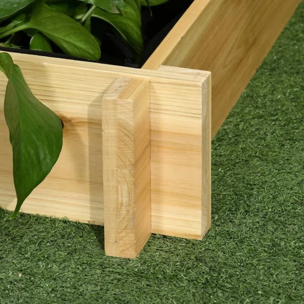 Høyseng 3-Lags Blomsterkasse Planteseng Med Stofffor Urteseng Blomstertrapper For Balkong Hage Tre Naturlig 93 X 93 X 35 Cm