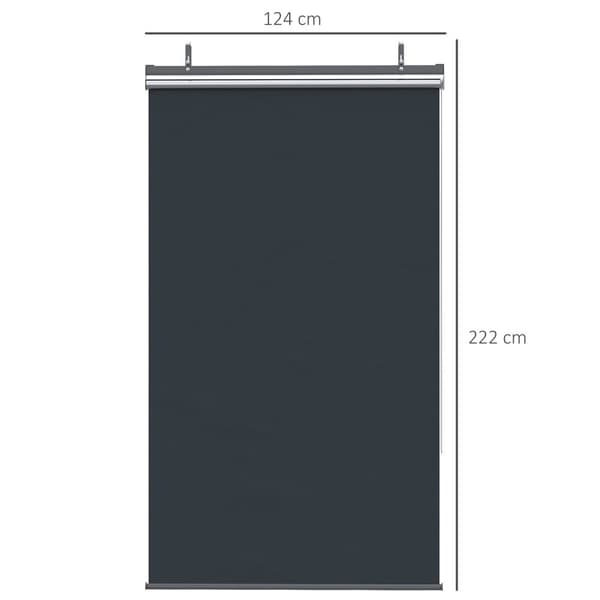 Lodret Fortelt Altan Privatskærm Med Solafskærmning, 124 X 222 Cm Altangardin Med Kroge, Privatlivsskærm Til Pavillon, Pergola, Polyester, Mørkegrå