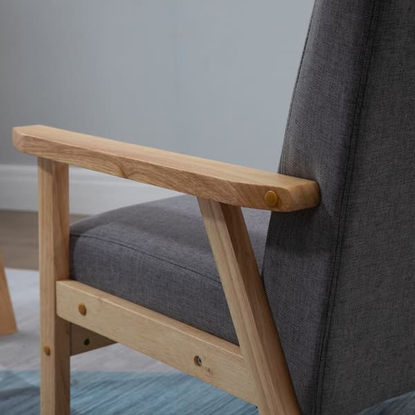 Vingestol, Lenestol Med Armlener, Spisestuestol, Avslapningsstol I Linlook, Polstret Stol, Ramme I Heltre, Grå, 64 X 70 X 72 Cm