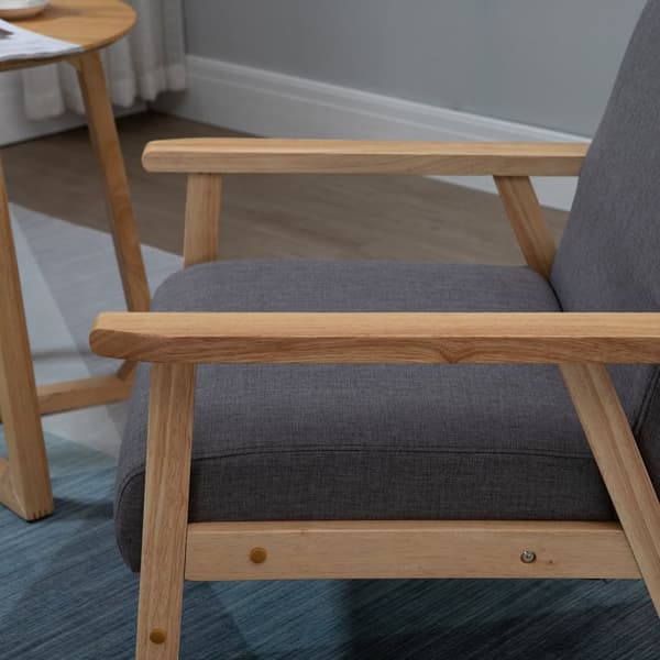 Vingestol, Lenestol Med Armlener, Spisestuestol, Avslapningsstol I Linlook, Polstret Stol, Ramme I Heltre, Grå, 64 X 70 X 72 Cm