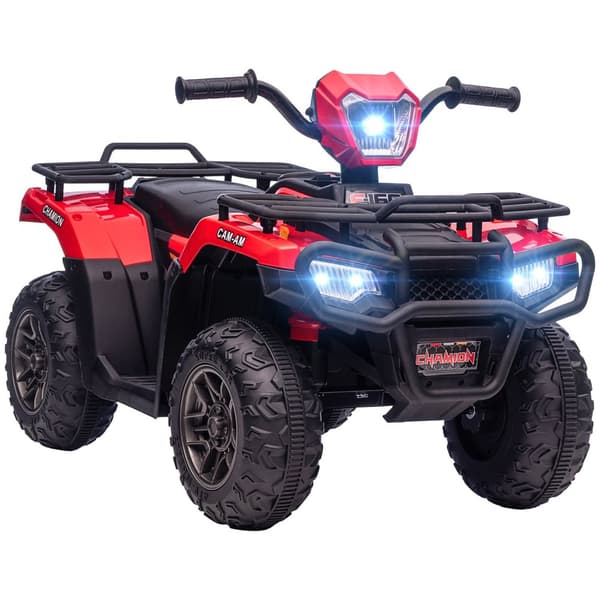 Elektrisk Børne-Quad Med Led Og Musik, Elbil, Børnekøretøj Til Børn Fra 3 År Og Opefter, Børnemotorcykel, Sort + Rød, 88 X 45 X 50 Cm