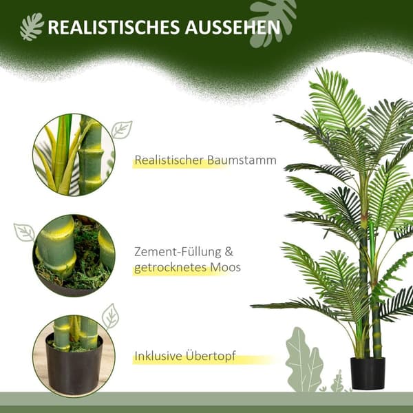 Konstgjord Palm Konstgjord Växt Cementfyllning 150Cm Inomhusgrön
