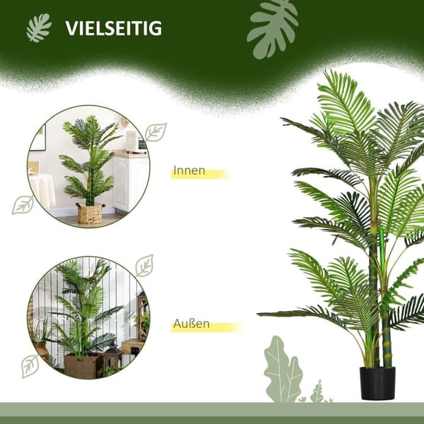 Konstgjord Palm Konstgjord Växt Cementfyllning 150Cm Inomhusgrön
